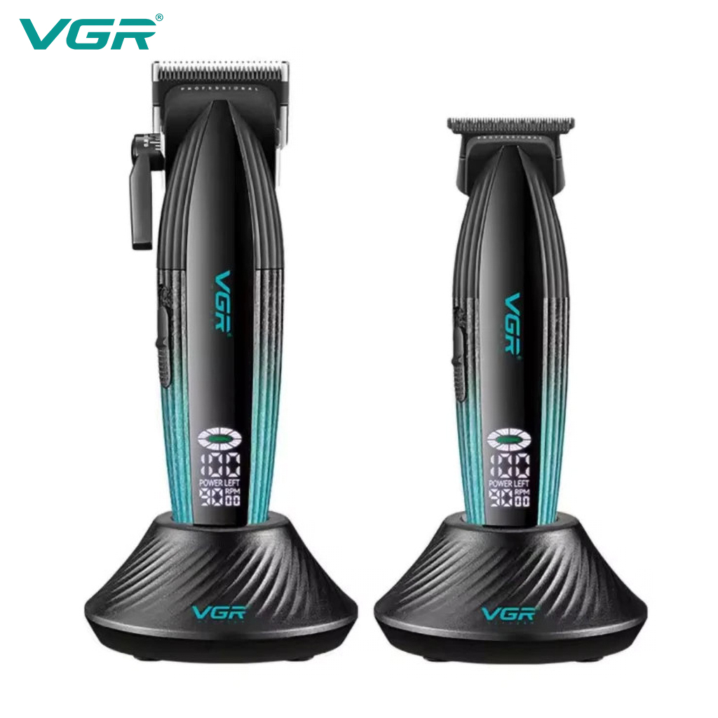 ماشین اصلاح وی جی آر VGR V-889 S2 سبز آبی مجموعه 2 عددی