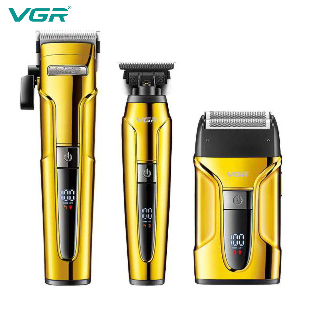 ماشین اصلاح وی جی آر VGR V-694 مجموعه 3 عددی طلایی